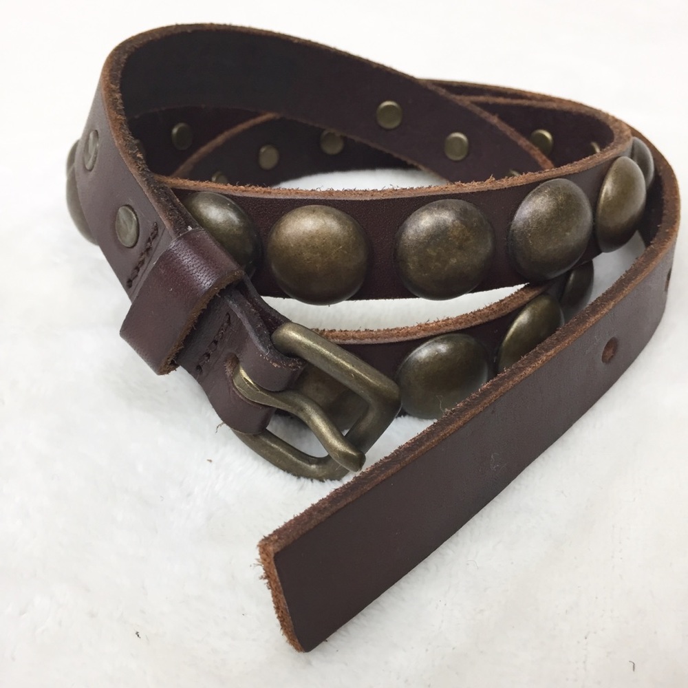 Gap Leather Belt Skinny with Stud Details Brown M